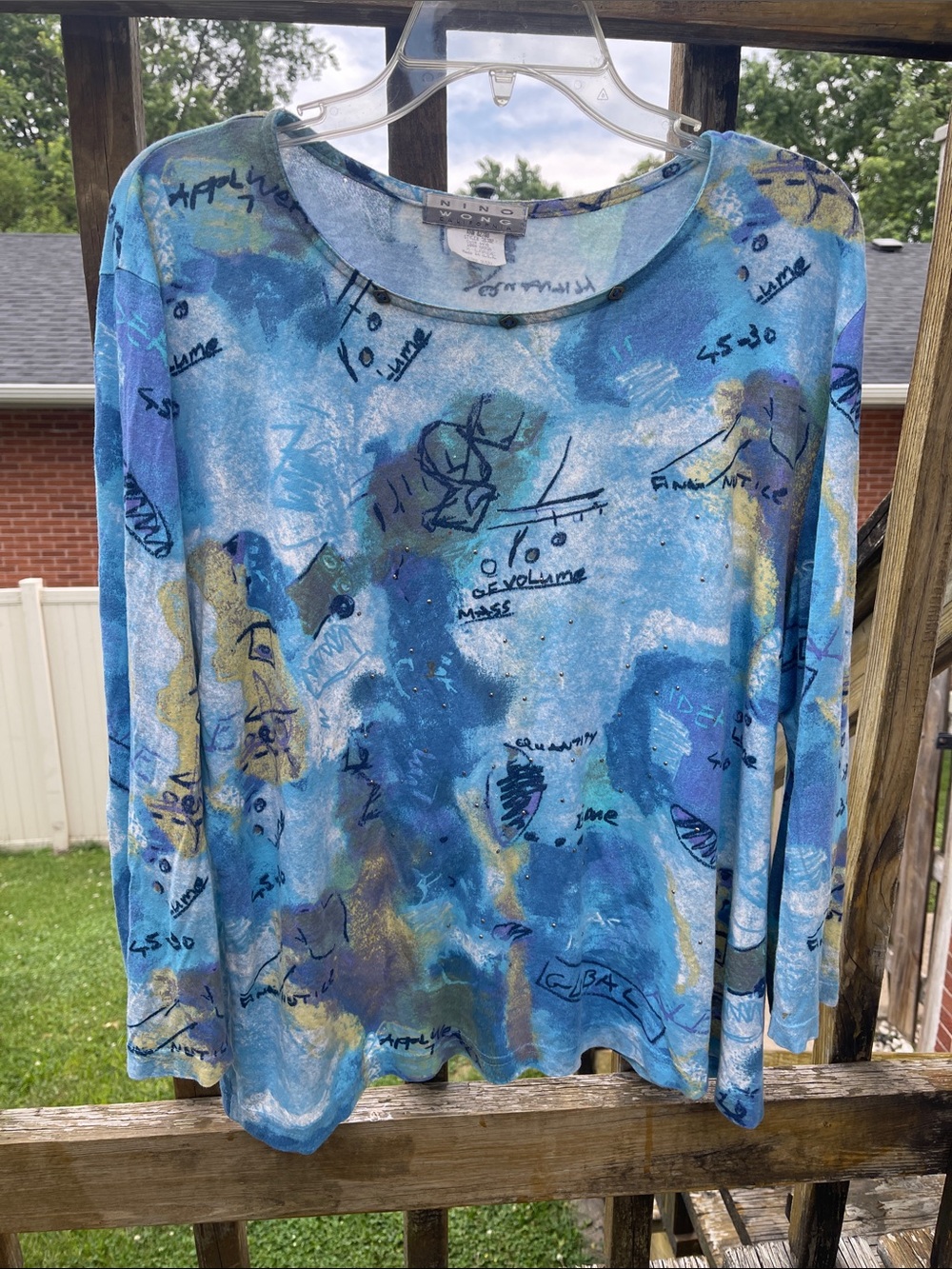 Blue Abstract Print 3/4 length sleeve